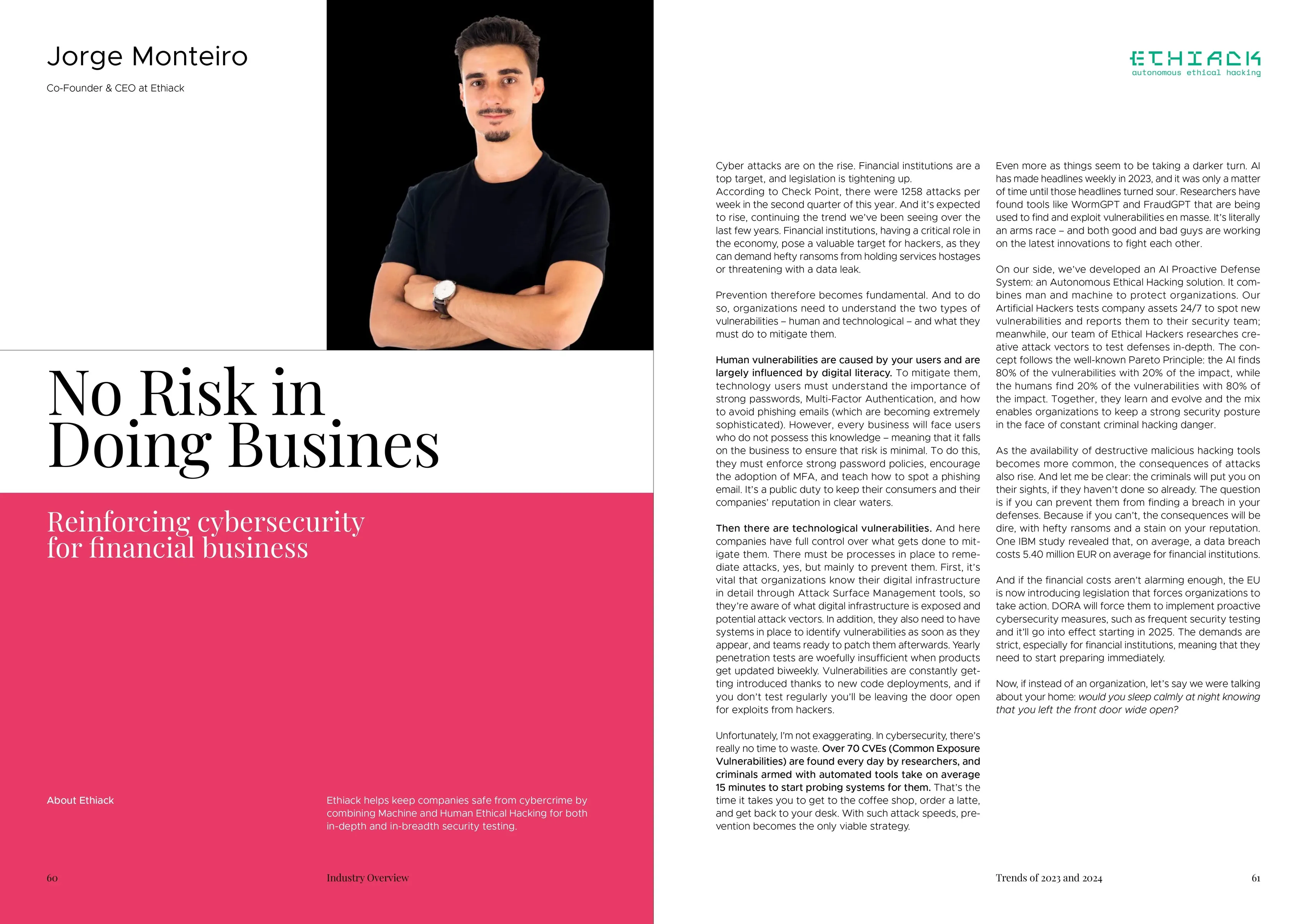 Screenshot of Opinion Article by Jorge Monteiro 'No Risk in Doing Business'